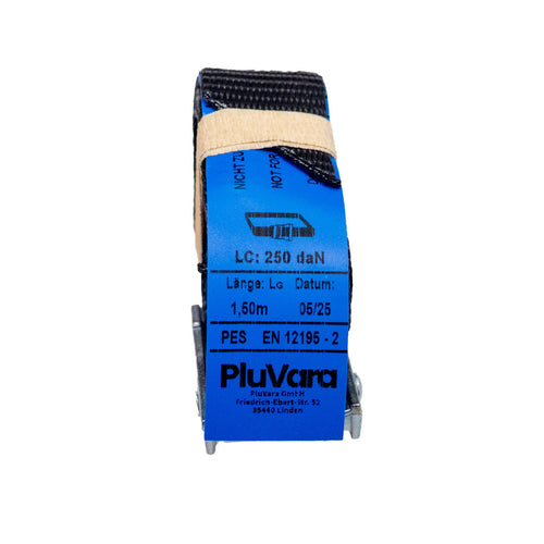 6er Pack schwarzer 25mm Zurrgurt mit Klemmschloss (je 1,5m, EN 12195-2)